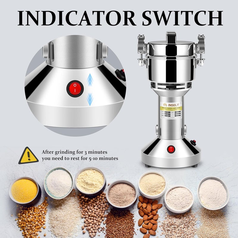 INSELY 150g Grain Mill, flour mill grinder for home, Electric Stainless Steel Grain Grinder for Wheat, Spices, coffee,Corn and Other Dry Food Grinders for Kitchen - Image 4